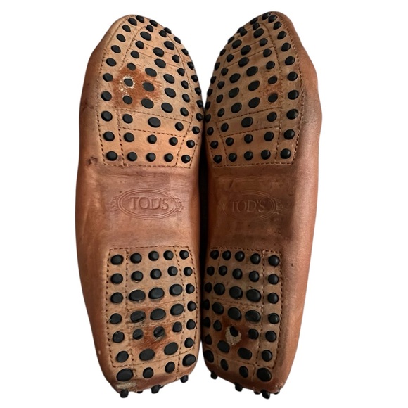Tod's Tan Leather Fringe Tassel Driving Loafers 10 - Picture 5 of 9